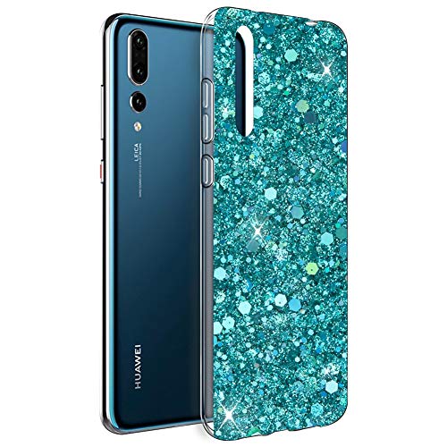 OKZone Huawei P30 Pro Hülle [mit HD-Schutzfolie], Glitzer Bling Design Weich TPU Bumper Case Silikon Schutzhülle Handy Tasche Rückseite TPU Bumper Schale für Huawei P30 Pro (Grün) von OKZone