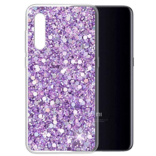 OKZone Hülle Kompatibel mit Xiaomi Mi 9SE [mit HD-Schutzfolie],Glitzer Bling Design Weich TPU Bumper Case Silikon Schutzhülle Handy Tasche Rückseite TPU Bumper Schale für Mi 9SE (Lila) von OKZone