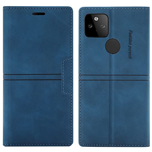 OKZone Kompatibel mit Google Pixel 5A 5G Hülle, Handyhülle Wallet PU Leder Kartenfach Magnet Klappbar Schutzhülle Google Pixel 5A 5G Hülle Flip Handytasche Case Cover Stoßfest Klapphülle (Blau) von OKZone