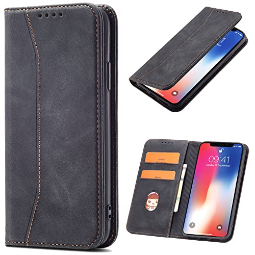 OKZone Kompatibel mit Huawei Mate 20 Pro Hülle, Magnet Leder Tasche Handyhülle, Kartenfächer Huawei Mate 20 Pro Schutzhülle, [Premium PU Leder] Flip Klappbare Magnetische Standfunktion (Schwarz) von OKZone