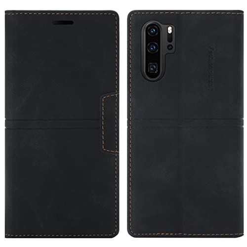 OKZone Kompatibel mit Huawei P30 Pro Hülle, Handyhülle Wallet PU Leder Kartenfach Magnet Klappbar Schutzhülle Huawei P30 Pro Handy Hüllen Flip Handytasche Case Cover Stoßfest Klapphülle (Schwarz) von OKZone