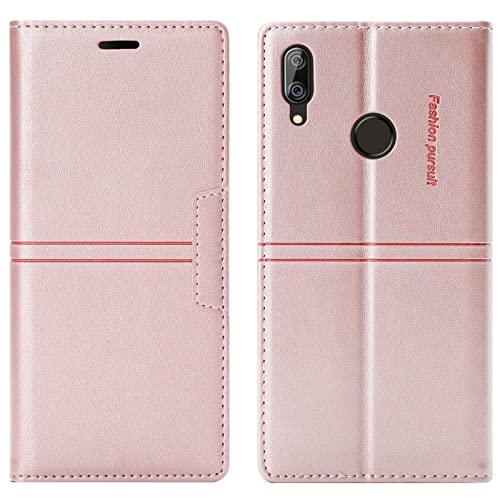 OKZone Kompatibel mit Huawei Y7 2019/Y7 Prime 2019 Hülle, Handyhülle Wallet PU Leder Kartenfach Magnet Klappbar Schutzhülle Handytasche Ständer Flip Case Cover Stoßfest Klapphülle Etui (Rosa) von OKZone