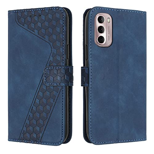 OKZone Kompatibel mit Motorola Moto G31/G41 Hülle, PU Leder Handyhülle Tasche Wallet Schutzhülle Motorola Moto G31/G41, Flip Cover Klappbar Stoßfeste Etui mit Magnet Kartenfach TPU Lederhülle (Blau) von OKZone