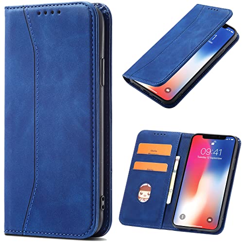 OKZone Kompatibel mit Oppo Find X3 Pro 5G / Oppo Find X3 Hülle, Magnet Leder Tasche Handyhülle, Kartenfächer Schutzhülle, [Premium PU Leder] Flip Klappbare Magnetische Standfunktion (Blau) von OKZone