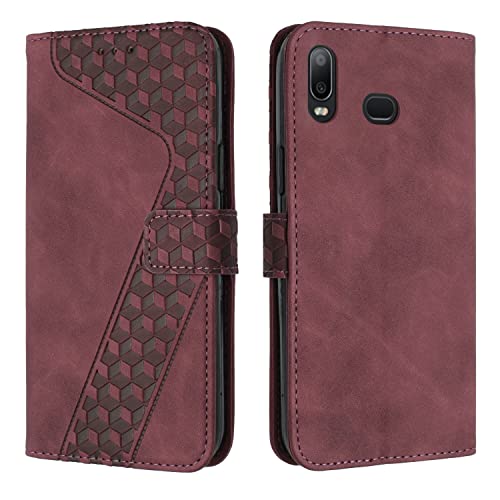 OKZone Kompatibel mit Samsung Galaxy A10S/M01S Hülle, Handyhülle Samsung A10S/M01S, PU Leder Tasche Wallet Schutzhülle Galaxy A10S/M01S, Flip Cover Klappbar Etui mit Magnet TPU Lederhülle (Rot) von OKZone