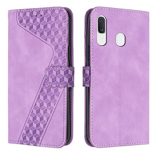 OKZone Kompatibel mit Samsung Galaxy A20/A30/M10S Hülle, Handyhülle Samsung A20/A30/M10S, PU Leder Tasche Wallet Schutzhülle Flip Cover Klappbar Etui mit Magnet Kartenfach TPU Lederhülle (Violett) von OKZone