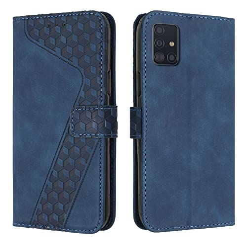 OKZone Kompatibel mit Samsung Galaxy A51 4G/M40S Hülle, Handyhülle Samsung A51 4G/M40S, PU Leder Tasche Wallet Schutzhülle Flip Cover Klappbar Etui mit Magnet Kartenfach TPU Lederhülle (Blau) von OKZone