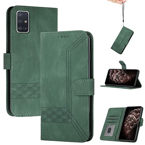 OKZone Kompatibel mit Samsung Galaxy A51 4G/M40S Hülle, Handyhülle für Samsung A51 4G/M40S, PU Leder Wallet Schutzhülle Magnetisch, Klapphülle Tasche Flip Case Cover Handytasche Etui (Grün) von OKZone