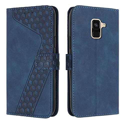 OKZone Kompatibel mit Samsung Galaxy A6 2018 Hülle, Handyhülle Samsung A6 2018, PU Leder Tasche Wallet Schutzhülle Galaxy A6 2018, Flip Cover Klappbar Etui mit Magnet Kartenfach Lederhülle (Blau) von OKZone