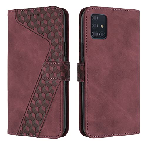 OKZone Kompatibel mit Samsung Galaxy A71 4G Hülle, Handyhülle Samsung A71 4G, PU Leder Tasche Wallet Schutzhülle Flip Cover Klappbar Stoßfeste Etui mit Magnet Kartenfach TPU Lederhülle (Rot) von OKZone