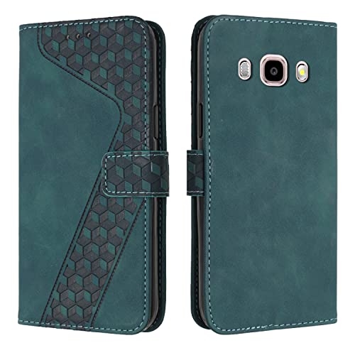 OKZone Kompatibel mit Samsung Galaxy J710/J7 2016 Hülle, Handyhülle Samsung J710/J7 2016, PU Leder Tasche Wallet Schutzhülle Flip Cover Klappbar Etui mit Magnet Kartenfach TPU Lederhülle (Zyan) von OKZone