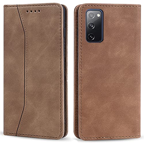 OKZone Kompatibel mit Samsung Galaxy S20 FE Hülle, Magnet Leder Tasche Handyhülle, Kartenfächer Samsung Galaxy S20 FE Schutzhülle, [Premium PU Leder] Flip Klappbare Magnetische Standfunktion (Khaki) von OKZone