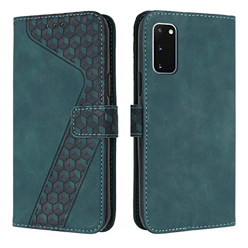 OKZone Kompatibel mit Samsung Galaxy S20 Hülle, Handyhülle Samsung S20, PU Leder Tasche Wallet Schutzhülle Galaxy S20, Flip Cover Klappbar Brieftasche Etui mit Magnet Kartenfach Lederhülle (Zyan) von OKZone