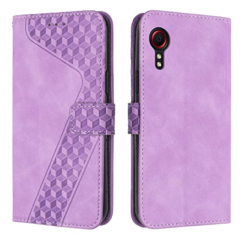 OKZone Kompatibel mit Samsung Galaxy Xcover 5 Hülle, Handyhülle Samsung Xcover 5, PU Leder Tasche Wallet Schutzhülle Flip Cover Klappbar Brieftasche Etui mit Magnet Kartenfach TPU Lederhülle (Violett) von OKZone