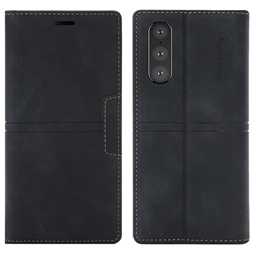 OKZone Kompatibel mit Sony Xperia 10 III Hülle, Handyhülle Wallet PU Leder Kartenfach Magnet Klappbar Schutzhülle Sony Xperia 10 III Handy Hüllen Flip Case Cover Stoßfest Klapphülle Etui (Schwarz) von OKZone