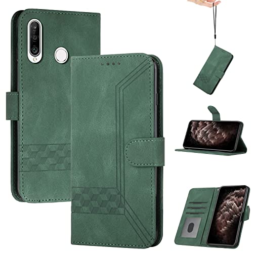 OKZone Kompatibel mit Y9 2019 Hülle, Handyhülle für Y9 2019, PU Leder Klappbar Wallet Schutzhülle Magnetisch Kartenfach, Klapphülle Tasche Flip Case Cover Handytasche Etui (Grün) von OKZone