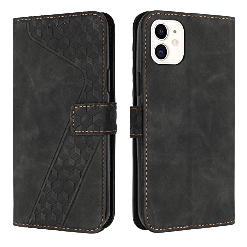 OKZone Kompatibel mit iPhone 12 Mini Hülle, PU Leder Handyhülle Tasche Wallet Schutzhülle iPhone 12 Mini (5,4 Zoll), Flip Cover Klappbar Brieftasche Etui mit Magnet Kartenfach TPU Lederhülle (Schwarz) von OKZone