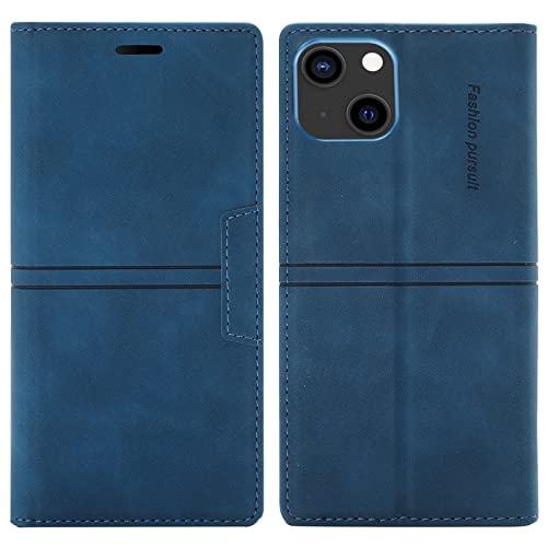 OKZone Kompatibel mit iPhone 14 Plus Hülle, Handyhülle Wallet PU Leder Kartenfach Magnet Klappbar Schutzhülle iPhone 14 Plus (6,7 Zoll) Hülle Flip Case Cover Stoßfest Klapphülle Etui (Blau) von OKZone