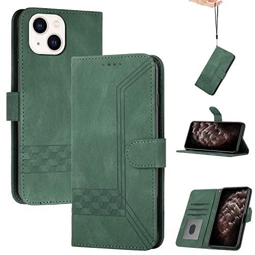 OKZone Kompatibel mit iPhone 14 Pro Hülle, Handyhülle für iPhone 14 Pro (6,1 Zoll), PU Leder Wallet Schutzhülle Magnetisch Lederhülle, Klapphülle Tasche Flip Case Cover Handytasche Etui (Grün) von OKZone