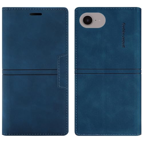 OKZone Kompatibel mit iPhone 16E Handyhülle, PU-Leder Schultasche mit Kartenhalter Stoßfeste magnetische Schutzhülle Halterung Folio Flip Case(Blau) von OKZone