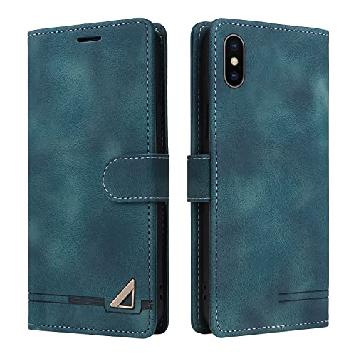 OKZone Kompatibel mit iPhone XS Max (6,5 Zoll) Hülle, Halterung Standfunktion Kartenfach Wallet Schutzhülle 360 Grad Stoßfest Premium Leder Schutzhülle Handyhülle für iPhone XS Max (Grün) von OKZone