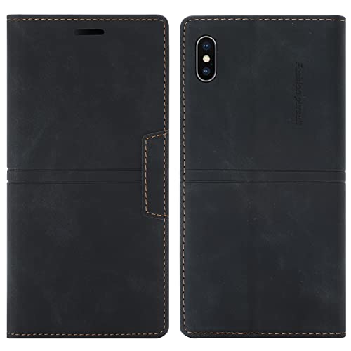 OKZone Kompatibel mit iPhone XS Max Hülle, Handyhülle Wallet PU Leder Kartenfach Magnet Klappbar Schutzhülle iPhone XS Max (6,5 Zoll) Hülle Flip Case Cover Stoßfest Klapphülle Etui (Schwarz) von OKZone