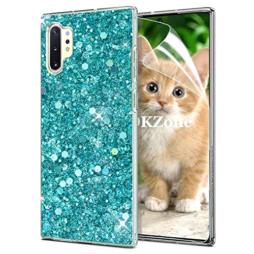 OKZone Samsung Galaxy Note 10 Plus Hülle [mit HD-Schutzfolie], Luxus Glitzer Bling Design Weich TPU Bumper Case Silikon Schutzhülle Handy Tasche Rückseite Bumper Schale für Galaxy Note 10 Plus (Grün) von OKZone