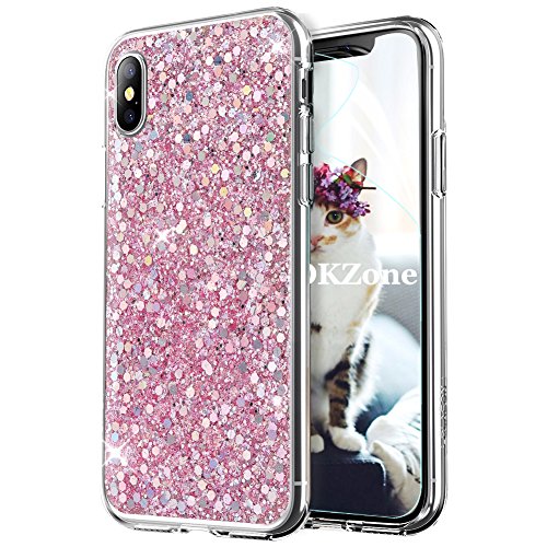 OKZone iPhone XS Max Hülle, Glitzer Bling Design Weich TPU Bumper Case Silikon Schutzhülle Handy Tasche Rückseite Hülle Etui Cover TPU Bumper Schale für Apple iPhone XS Max (Rosa) von OKZone