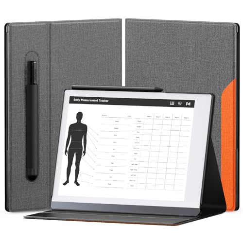 OLAIKE Book Folio Case für Remarkable 2 Paper Tablet 10.3" 2020 Release, Smart Cover aus Premium-Stoff mit Stifttasche, stabiles Klappständer-Design (Nicht für Remarkable 1), Grau und Orange von OLAIKE