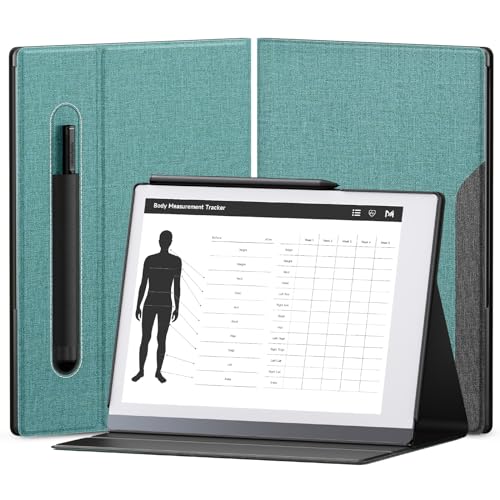 OLAIKE Book Folio Case für Remarkable 2 Paper Tablet 10.3" 2020 Release, Smart Cover aus Premium-Stoff mit Stifttasche, stabiles Klappständer-Design (Nicht für Remarkable 1), Graugrün von OLAIKE