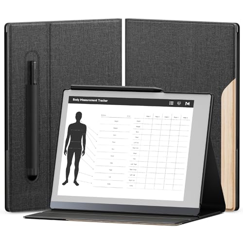 OLAIKE Book Folio Case für Remarkable 2 Paper Tablet 10.3" 2020 Release, Smart Cover aus Premium-Stoff mit Stifttasche, stabiles Klappständer-Design (Nicht für Remarkable 1), Schwarz und Heller Kork von OLAIKE