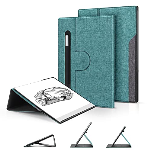 OLAIKE Book Folio Case für Remarkable 2 Paper Tablet 10.3" 2020 Released, Premuin Smart Cover aus Stoff mit um 360 Grad drehbarem Ständer und Stylus-Tasche, nur für Remarkable 2, Grau & Grün von OLAIKE