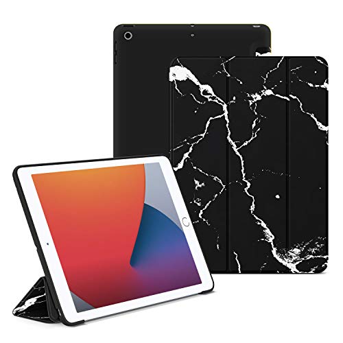 OLAIKE Soft Case für das Neue iPad 7th Generation 10.2 "2019, Auto Sleep/Wake Slim Trifold Stand Case, weiche TPU-Schutzhülle für das Apple iPad 10.2 Zoll 2019 ist erschienen,Schwarzer Marmor von OLAIKE