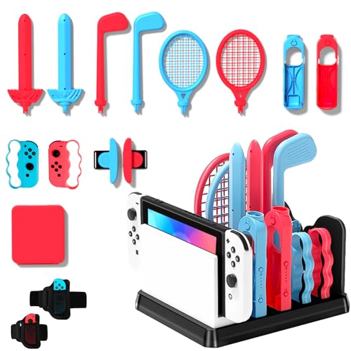 OLDZHU 16 in 1 Switch Sport Zubehör Set Bundle mit Organizer kompatibel mit Nintendo Switch & OLED Konsole,2024 Familienparty-Paket Spiel Zubehör Set Satz,Aufbewahrung für Switch Sport Spiel Zubehör OLDZHU 16 in 1 Switch Sport Zubehör Set Bundle mit Organizer kompatibel mit Nintendo Switch & OLED Konsole,2024 Familienparty-Paket Spiel Zubehör Set Satz,Aufbewahrung für Switch Sport Spiel Zubehör von OLDZHU