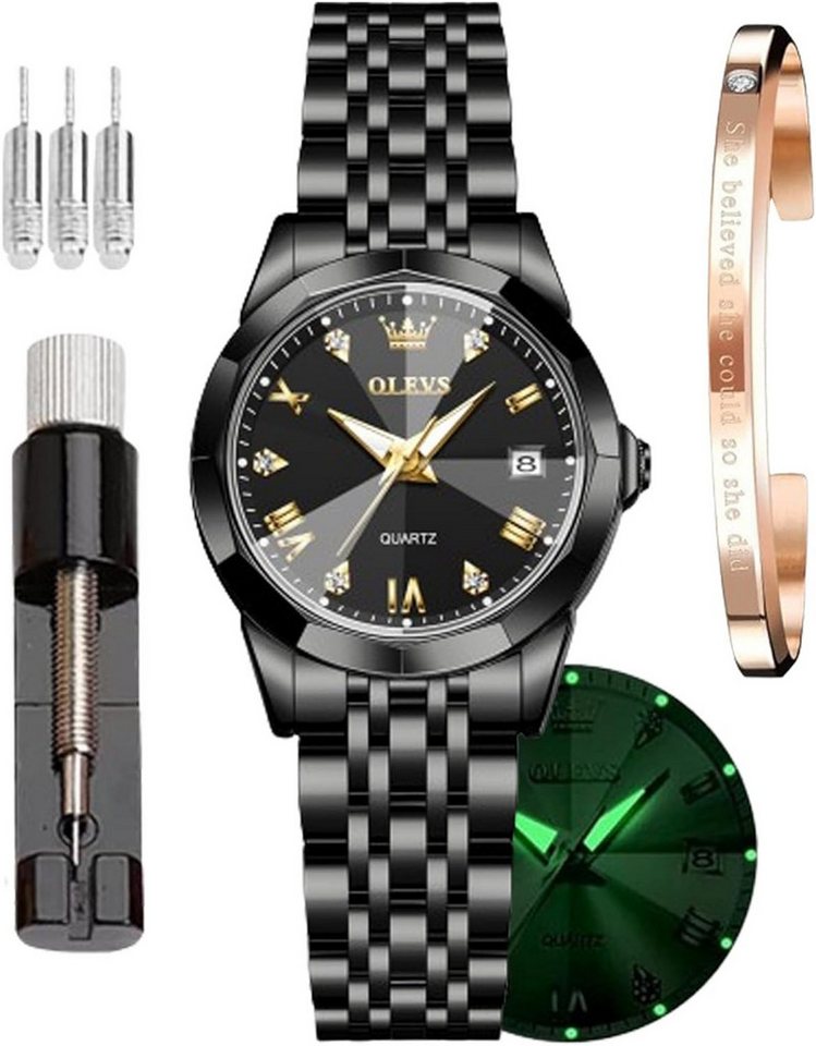 OLEVS Japanisches Quarzwerk Watch, Luxuriöse mit Diamantschliff-Spiegel für präzise Zeitmessung Passform von OLEVS
