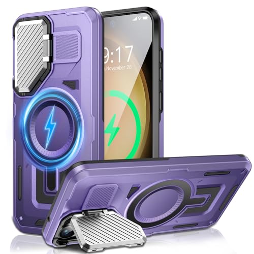 Kamera-Ständer Hülle für Galaxy S23 FE, [Objektivschutz][für Mag Safe] 2025 Version–Militärischer Schutzstandard Schutzhülle für Samsung S23FE 6,4 Zoll, Damen und Herren von OLHAOMAO