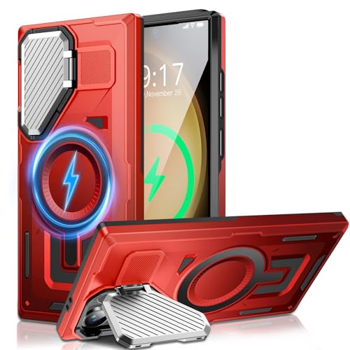 Kamera-Ständer Hülle für Galaxy S23 Ultra/S22 Ultra, [Objektivschutz][für Mag Safe] 2025 Version–Militärischer Schutzstandard Schutzhülle für Samsung S23Ultra/S22Ultra 6,8 Zoll, Damen und Herren von OLHAOMAO