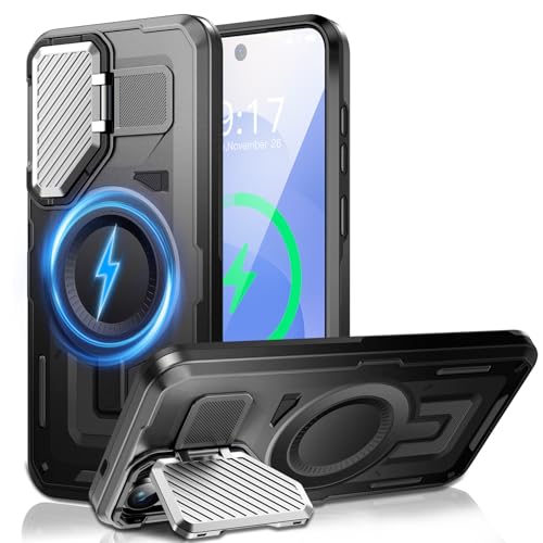 Kamera-Ständer Hülle für Galaxy S24/S25, [Objektivschutz][für Mag Safe] 2025 Version–Militärischer Schutzstandard Schutzhülle für Samsung S24/S25 6,2 Zoll, Damen und Herren von OLHAOMAO