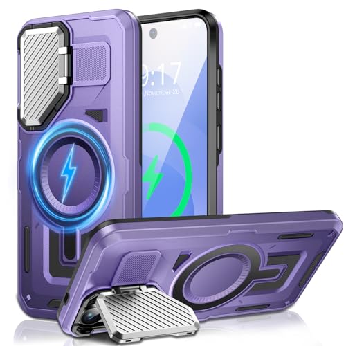 Kamera-Ständer Hülle für Galaxy S24/S25, [Objektivschutz][für Mag Safe] 2025 Version–Militärischer Schutzstandard Schutzhülle für Samsung S24/S25 6,2 Zoll, Damen und Herren von OLHAOMAO