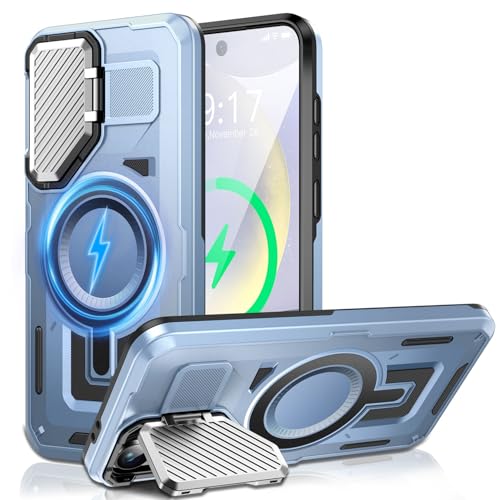 Kamera-Ständer Hülle für Galaxy S24 FE, [Objektivschutz][für Mag Safe] 2025 Version–Militärischer Schutzstandard Schutzhülle für Samsung S24FE 6,7 Zoll, Damen und Herren von OLHAOMAO