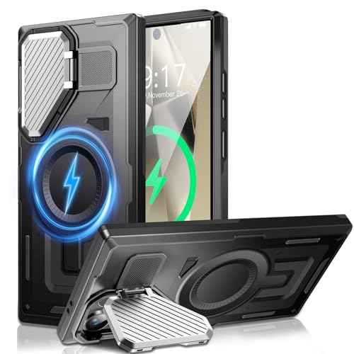 Kamera-Ständer Hülle für Galaxy S24 Ultra, [Objektivschutz][für Mag Safe] 2025 Version–Militärischer Schutzstandard Schutzhülle für Samsung S24Ultra 6,8 Zoll, Damen und Herren von OLHAOMAO