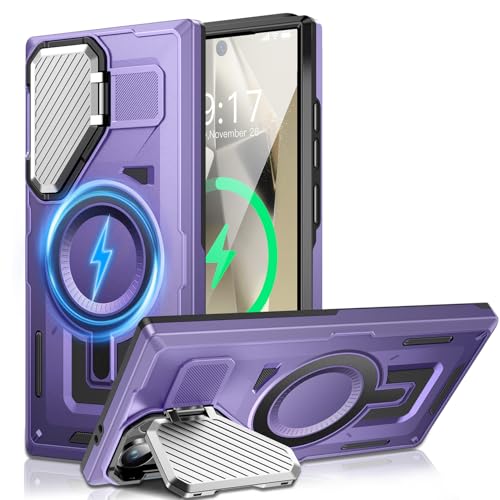 Kamera-Ständer Hülle für Galaxy S24 Ultra, [Objektivschutz][für Mag Safe] 2025 Version–Militärischer Schutzstandard Schutzhülle für Samsung S24Ultra 6,8 Zoll, Damen und Herren von OLHAOMAO