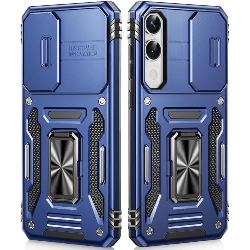 OLHAOMAO Hülle für Galaxy S25 Edge mit Ständer,[Magnetischer Ringständer][Schiebebare Kameraabdeckung] Militärische Objektivschutzhülle für Samsung S25 Edge 6,7",Blau von OLHAOMAO