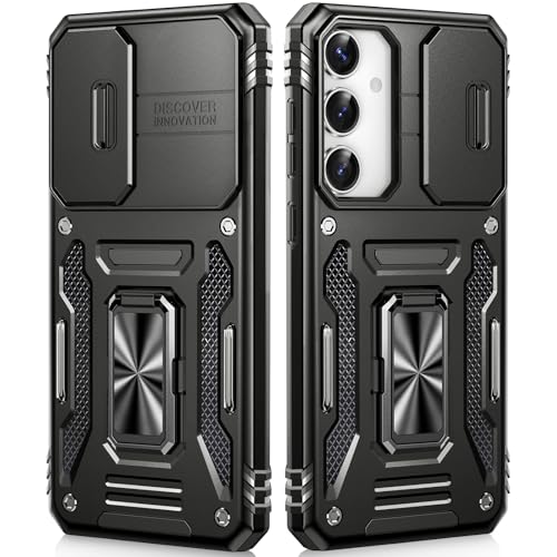 OLHAOMAO Hülle für Galaxy S23 Plus mit Ständer,[Magnetischer Ringständer][Schiebebare Kameraabdeckung] Militärische Objektivschutzhülle für Samsung S23 Plus 6,6",Schwarz von OLHAOMAO