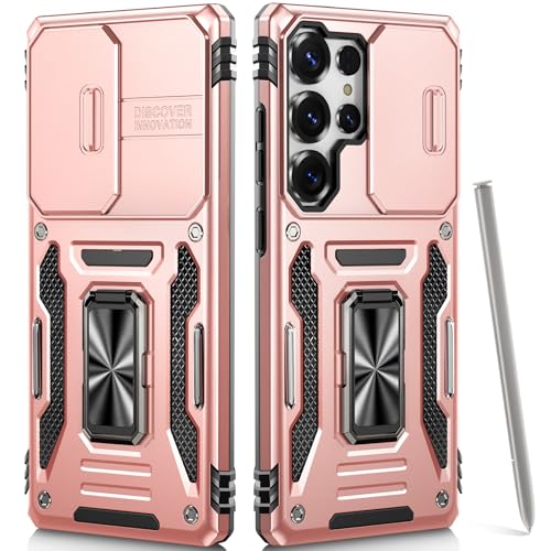 OLHAOMAO Hülle für Galaxy S23 Ultra mit Ständer,[Magnetischer Ringständer][Schiebebare Kameraabdeckung] Militärische Objektivschutzhülle für Samsung S23 Ultra 6,8",Lila von OLHAOMAO
