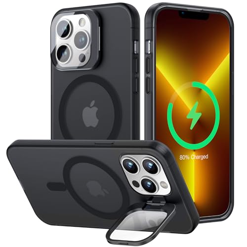 OLHAOMAO für iPhone 13 Pro Hülle für MagSafe mit Kameraschutz Unsichtbar Ständer, Dünn Magnetische Stoßfeste Handyhülle für iPhone 13 Pro Schutzhülle für iPhone 13 Pro Case Matte Schwarz von OLHAOMAO