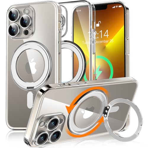 OLHAOMAO für iPhone 13 Pro Hülle für MagSafe [ mit kameraschutz] Hülle für iPhone 13 Pro Case 360° Magnetisch Ring Ständer Handyhülle für iPhone 13 Pro Hülle Transparent Dünn schutzhülle, Clear von OLHAOMAO