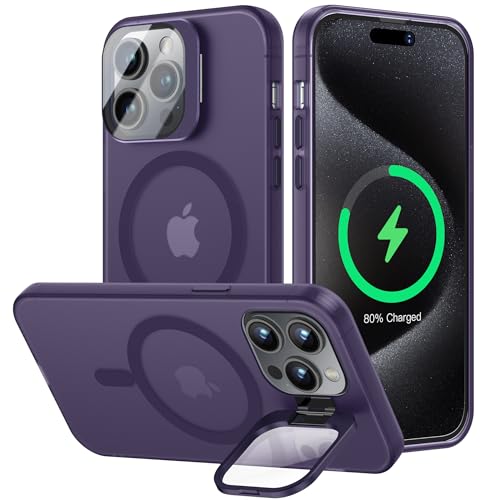 OLHAOMAO für iPhone 15 Pro Kameraschutz Hülle für MagSafe mit Unsichtbar Ständer, Dünn Magnetische Stoßfeste Handyhülle für iPhone 15 Pro Schutzhülle für iPhone 15 Pro Case Matte Lila OLHAOMAO für iPhone 15 Pro Kameraschutz Hülle für MagSafe mit Unsichtbar Ständer, Dünn Magnetische Stoßfeste Handyhülle für iPhone 15 Pro Schutzhülle für iPhone 15 Pro Case Matte Lila von OLHAOMAO