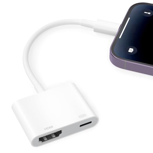 Lightning auf HDMI Adapter, [A-pple MFI Zertifiziert] iPhone und Pad zu TV Adapter 1080P HD Video und Audio Sync Bildschirm Konverter Plug and Play für iPhone, Pad, iPod, HDTV, Projektor, Monitor von OLKIEQZ