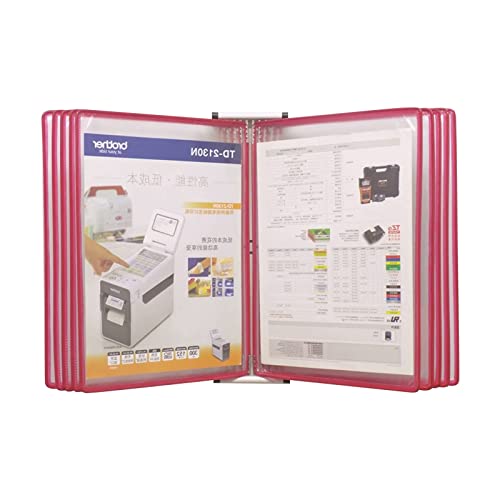 OLSDXAWQ, Referenz- und Anzeigesystem for die Wandmontage, wandmontiertes Referenzsystem mit 10 Fächern, kann 20 Seiten Referenzblätter anzeigen. Wand-Referenz-Organizer(Red) von OLSDXAWQ